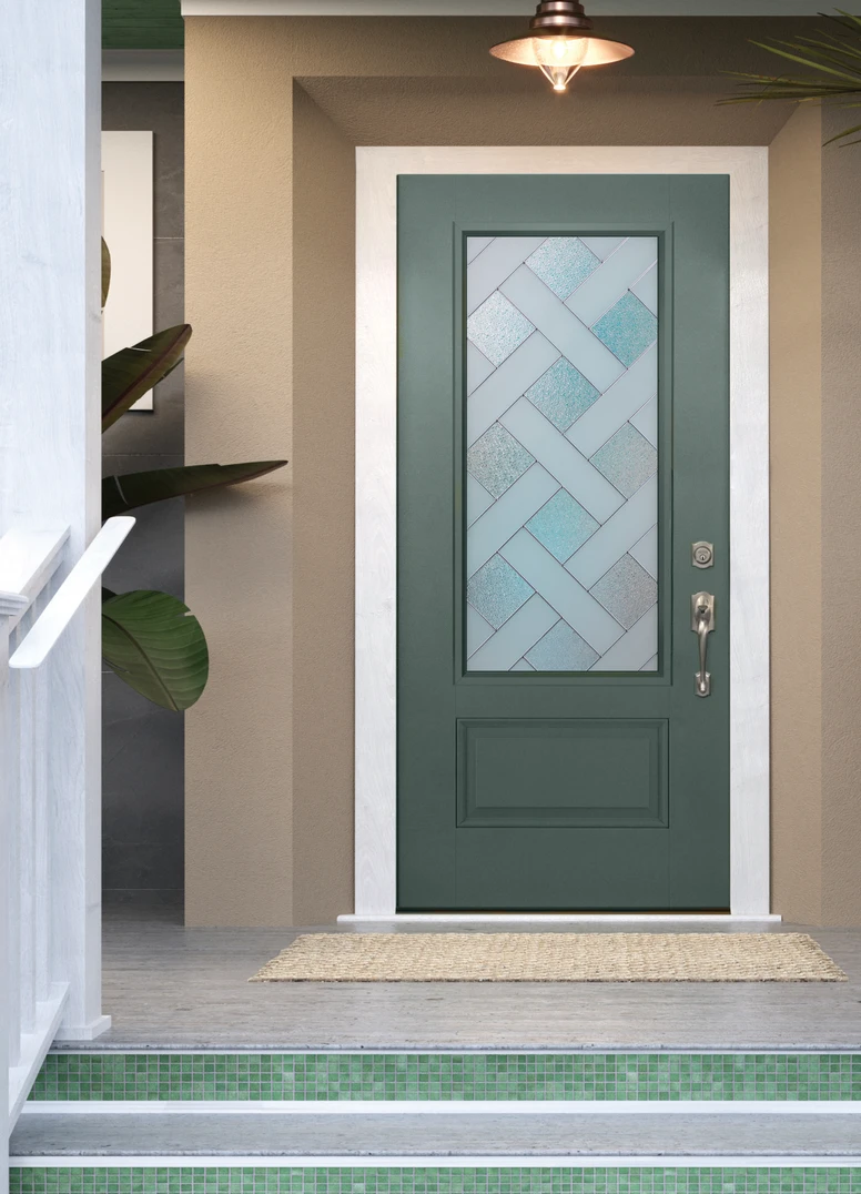 SMOOTH 1 panel 3/4 lite door in PINE with margate GLASS. CAMELOT HANDLESET IN SATIN NICKEL. SMOOTH 1 panel 3/4 lite door in PINE with margate GLASS. CAMELOT HANDLESET IN SATIN NICKEL.