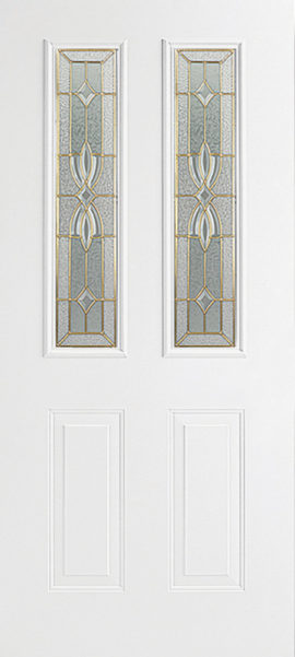 Smooth White 2 Panel Twin 1/2 Lite with Laurel glass