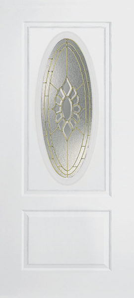 Smooth White 1 Panel 3/4 Lite Oval Elite with Princess glass